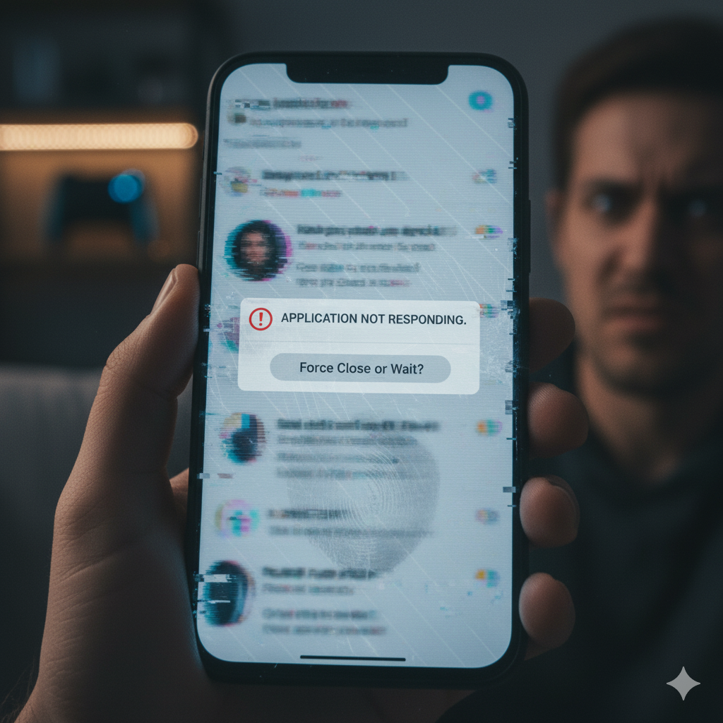 Smartphone screen showing an 'Application Not Responding' error message.