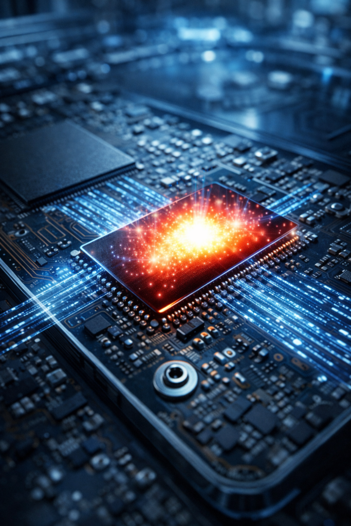 NAND chip with data heatmap glow

